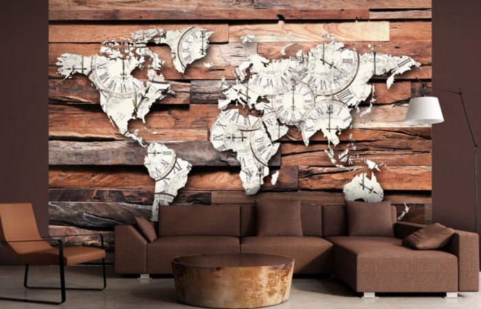 Placement à l’intérieur du papier peint photo sous la forme d’une carte du monde