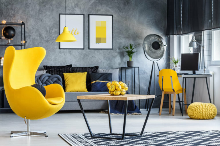 Salon gris et jaune: Idées déco et aménagement