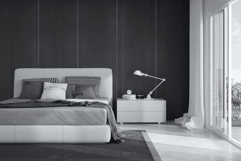 Chambre à coucher grise: idées design et décoration